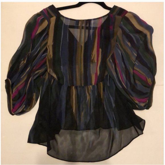 ted baker london brita silk stripe black pink green blouse 1 nwot - Picture 5 of 7